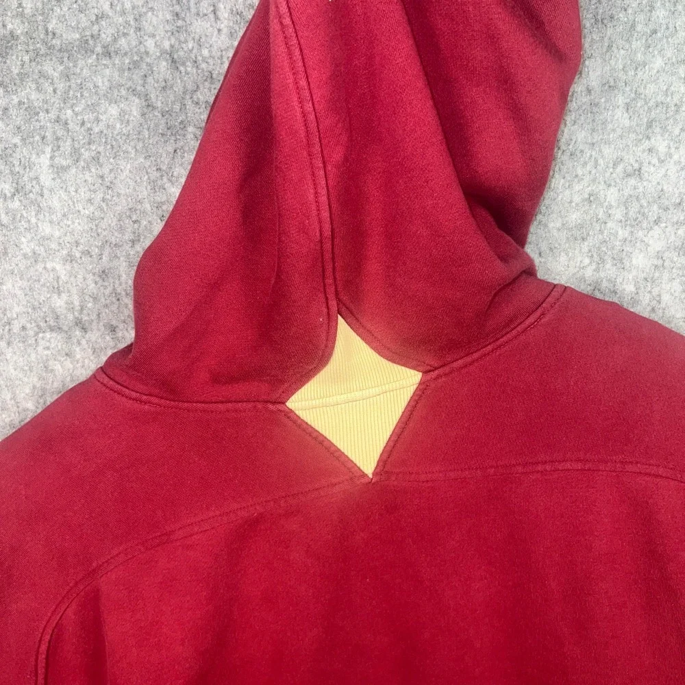 Nike Team Vintage Hoodie Mens 2XL Burgundy Maroon Cream Heavyweight Fleece Stash